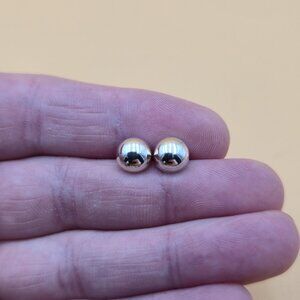 Sterling Silver Bright Half Orb Stud Earrings A5819